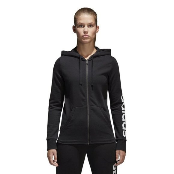 adidas Tops - Women's Essentials Linear Full-Zip Hoodie (Black)
